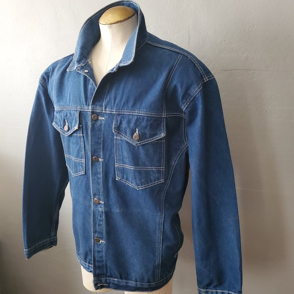 Denim Shop Jacket/ Vintage Urban Streetwear/ Size L/ Men's Vintage Denim Shirt J - Picture 4 of 7